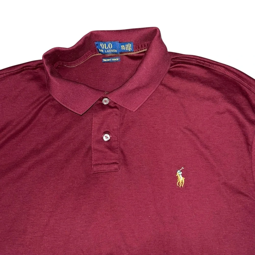 Polo Ralph Lauren‎ Long Sleeve Polo Shirt Classic Fit Burgundy Men  XXL Cotton